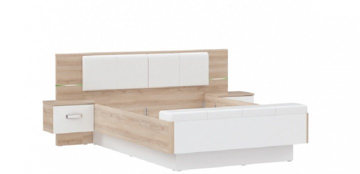 Ліжко + тумбочки RONDINO RDNL1611B 160 x 200 Forte білий / дуб пісочний